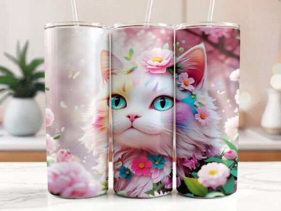 Beautiful Cat Sublimation Tumbler Wrap: A Graphics Freebie for Small Business Branding
