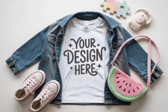 Bella Canvas 3001Y Youth Mockup 15: A Modern Graphic Design Freebie for Content Creators