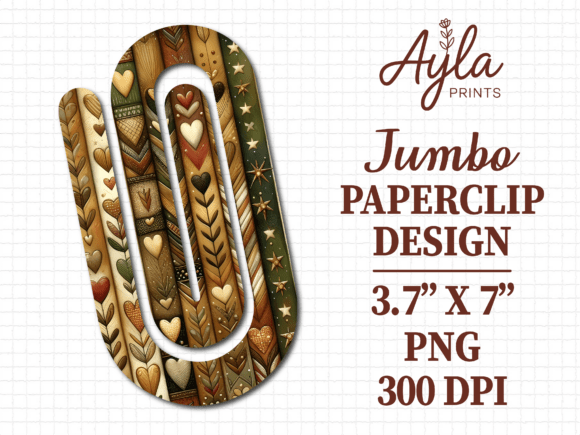 Boho Hearts Earth Tone Jumbo Paperclip: A Versatile Graphic for Crafts and Branding