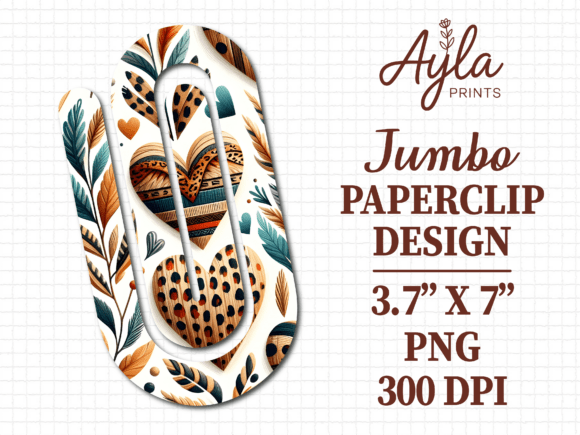 Boho Leopard Heart Jumbo Paperclip: A Versatile Graphic for Crafts and Creative Projects