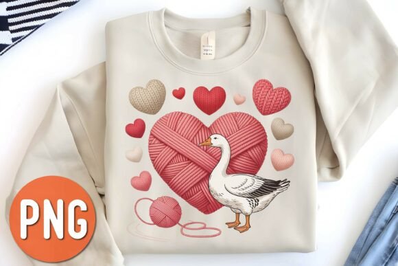 Faux Yarn Valentine Goose Design for Embroidery Projects