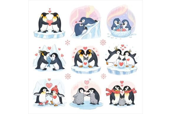Free Penguin Love Illustration Bundle for Crafts & Graphics