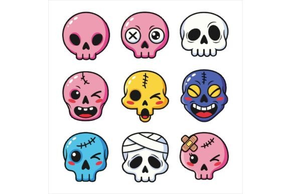 Freebie Collection of Cartoon Skulls for Crafts and Graphics