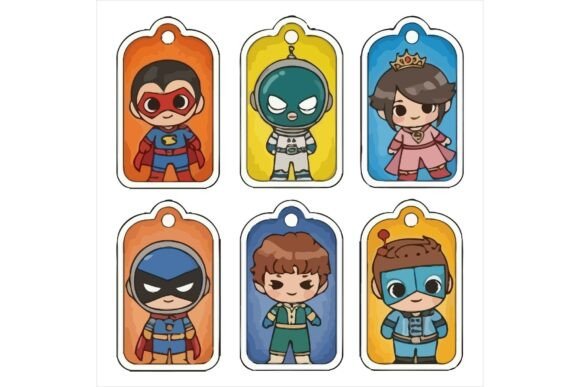 Freebie Cute Cartoon Character Tag Set for Crafts and Graphics