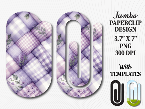 Lavender Quilt Pattern Jumbo Paperclip: A Versatile Graphic Design Asset for Crafts & Marketing