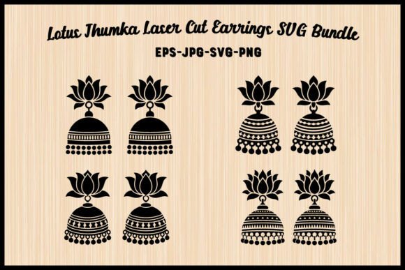 Lotus Jhumka Laser Cut Earrings SVG: A Graphic Design Asset for Content Creators