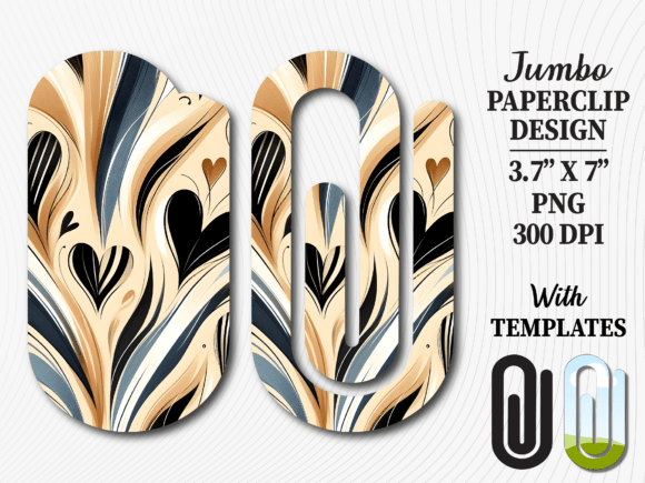 Marble Heart Art Jumbo Paperclip Design for Crafts and Graphics