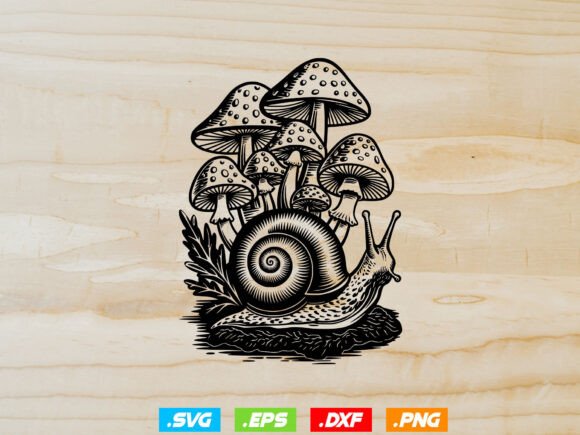 Mystical Snail SVG and Mushroom Clipart: A Creative Graphic Design Asset for Blogs and Crafts