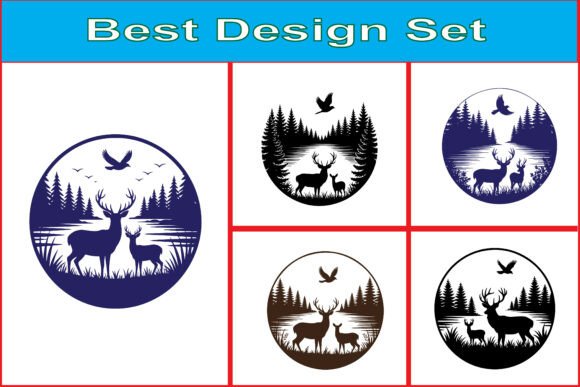 Nature Deer Landscape Round SVG Design for Crafts and Graphics