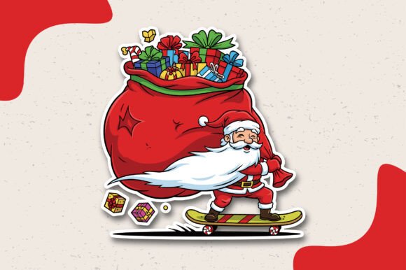 Santa Skateboard Sticker SVG: A Festive Graphic Design Asset for Creative Marketers