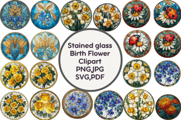 Stained Glass Flower Graphics: A Freebie with Elegance and Versatility