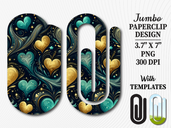 Teal Gold Heart Jumbo Paperclip Design – A Bold Graphic for Crafts and Creative Marketing