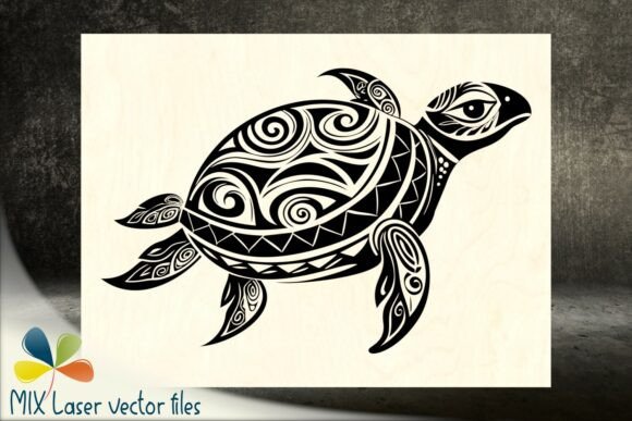 Tribal Turtle Laser Engraving Design: A Bold Graphic Freebie for Creative Projects