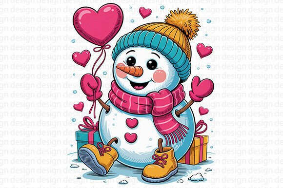 Valentine Snowman Png, Love: A Festive Graphic for Handmade Creations